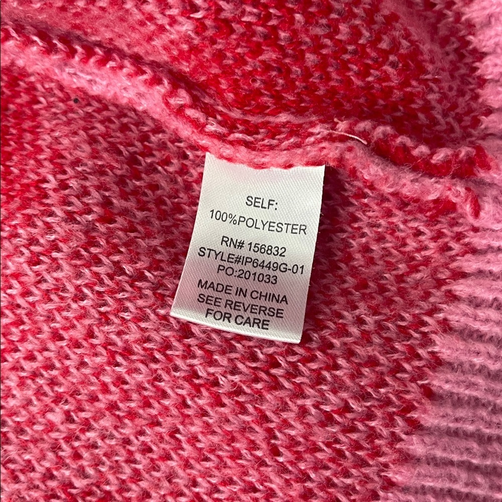 BiBi Pink and red heart Knit Sweater thick cardigan size xl Valentine’s Day love - Picture 4 of 7